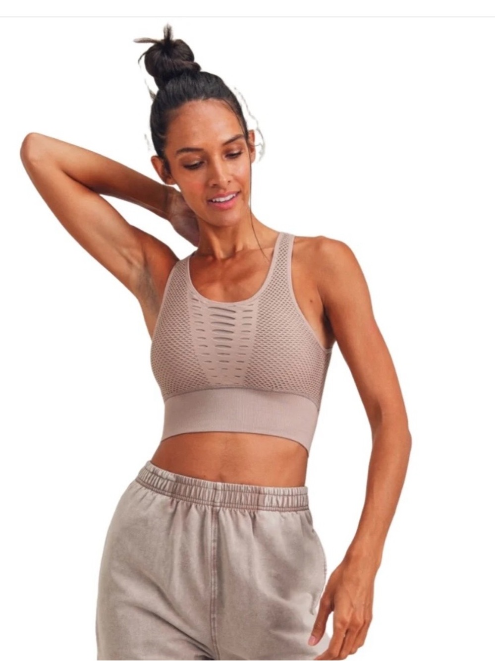 Mono B Lazer Cut Cropped Tank - Iris